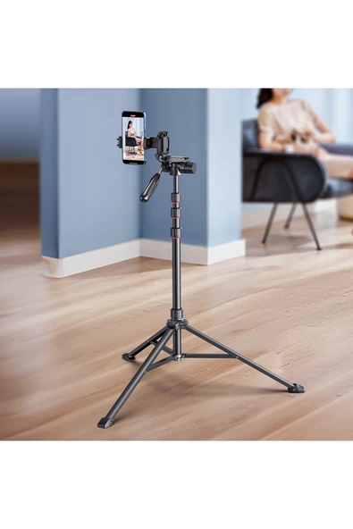 Jopree 1.9m Alüminyum Tripod 360° 3D Başlık Bluetooth Kumandalı Telefon Stand | B20 Pro ürün görseli 1