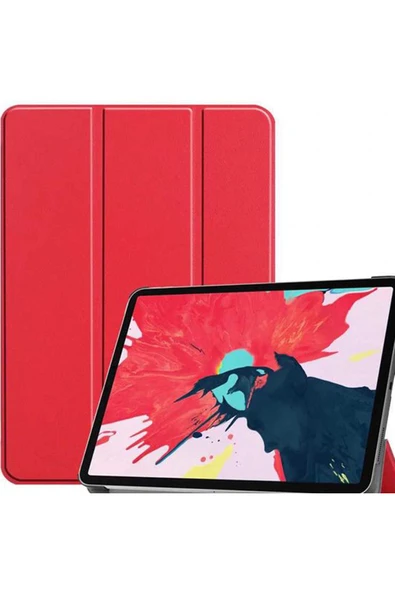 Coverzone Galaxy X200 Tab A8 10.5 Inç Ile Uyumlu Kılıf Stand Olabilen Katlanabilir Smart Cover Kırmızı ürün görseli 1