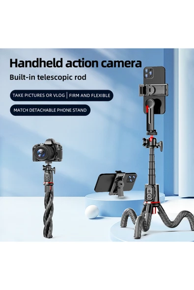 Coverzone Profesyonel Uzatılabilir Ahtapot Tripod Selfie Çubuğu Kablosuz Kumandalı 360° Bilyalı | C03 ürün görseli 1