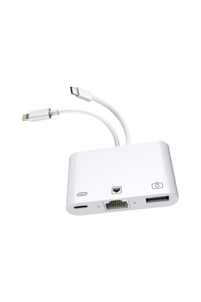 Coverzone 3 in1 şarj adaptörü Type-C Girişini Kamera Fotoğraf Makinesi RJ45 Ethernete Çevirici ZR814 ürün görseli 1