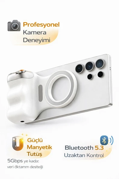 Coverzone Manyetik Kamera Tutucu Bluetooth 5.3 Uzaktan Kumandalı Zoom Kontrollü Tripod Uyumlu ZP37 ürün görseli 1