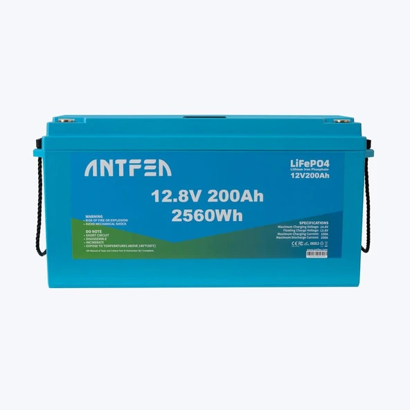 ANTFEA 12.8V 200Ah ABS Lityum Akü Akıllı Ekran Bluetooth LiFePo4 ürün görseli 1