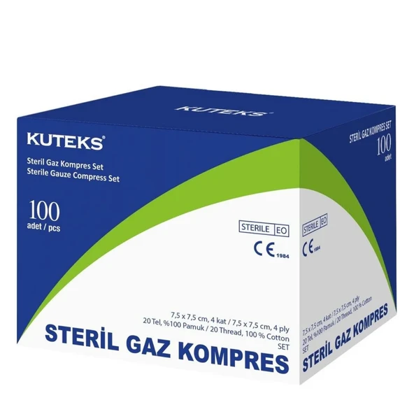 Kuteks Steril Gaz Kompres 7,5 x 7,5 Cm 25li 4 Paket 100 Adet ürün görseli 1