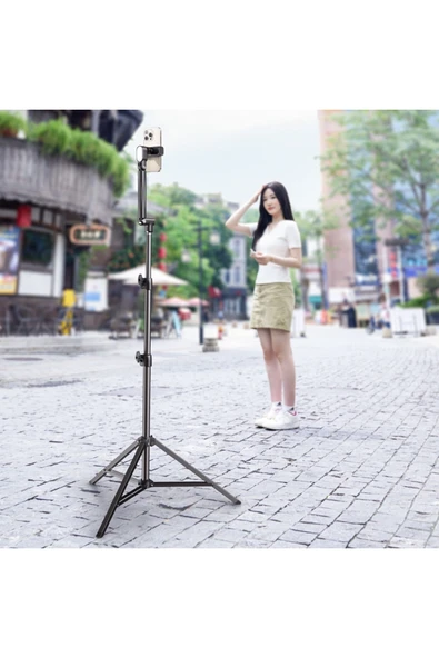 Jopree Bluetooth Kumandalı Ayaklı Tripod Telefon Tutucu Destekli 180-220cm Yükseklik iPhone Stant | B19F ürün görseli 1