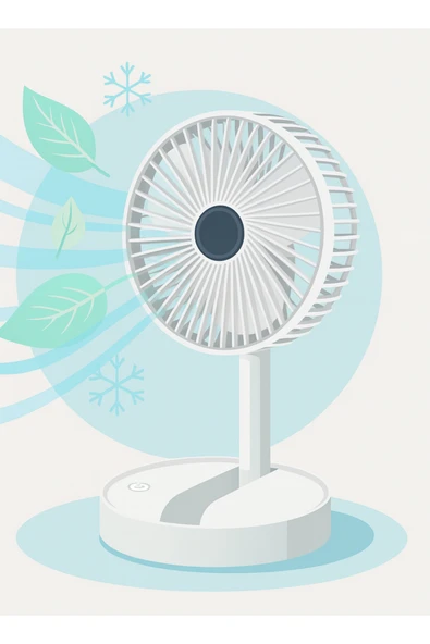 Coverzone Yüksekliği Ayarlanabilir 31cm - 37 cm Mini Fan Şarjlı Telefon Tutuculu 3 Kademeli Vantilatör FS-21 ürün görseli 1
