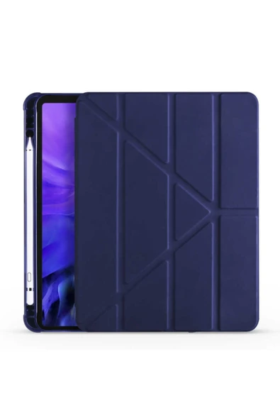 Coverzone Apple Ipad 10.2 (8.nesil) Tofu Folding Kalem Tutacaklı Standlı Kılıf Lacivert ürün görseli 1