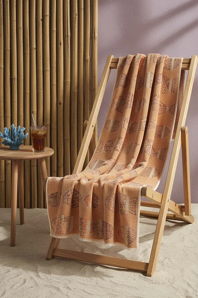 Turuncu Aztec %100 Pamuklu Plaj Havlusu 70x140 cm ürün görseli 1