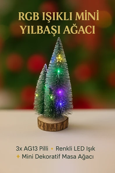 Coverzone 1 Adet Işıklı Mini Yılbaşı Ağacı Masaüstü Aydınlatma Dekoratif Hediyelik Noel Pilli Çam Ağaç 20 Cm ürün görseli 1