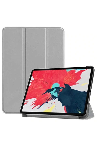 Coverzone Galaxy X200 Tab A8 10.5 Inç Ile Uyumlu Kılıf Stand Olabilen Katlanabilir Smart Cover Gri ürün görseli 1