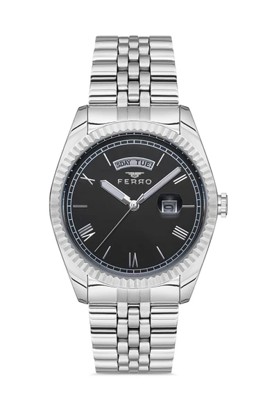 Ferro F11130A-A2 Quartz Çelik Gri Siyah Kadran 41 mm Erkek Kol Saati ürün görseli 1