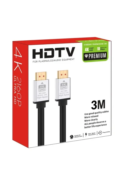Coverzone Hdmi Kablo 3 Metre 4k Hdtv 2160paltın Kaplama Uç Yüksek Hızlı Aktarım ürün görseli 1