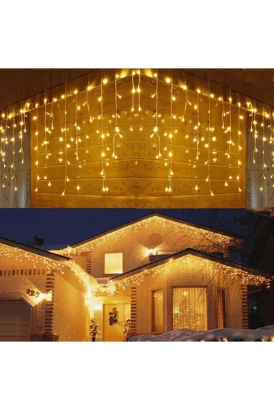 Coverzone Saçaklı Sarkıt Ped Led Işık Noel Yılbaşı Süs Işığı Fişli Dekoratif Aydınlatma Ev Oda Balkon Ağaç Süs ürün görseli 1
