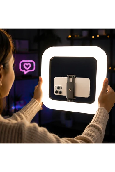 Coverzone 3in1 Şarjlı LED Ring Light Telefon Tutucu Bluetooth Kumandalı Vlog Canlı Yayın Işığı | RL-200 ürün görseli 1