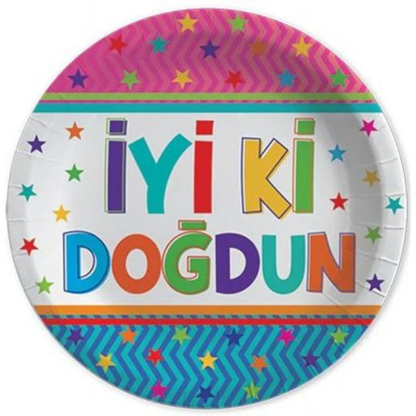 Tabak İyiki Doğdun Funstar 23cm 8'lı ürün görseli 1