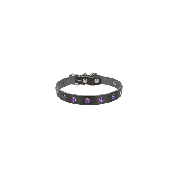 Cattie Gerçek Deriden El Yapımı Taşlı Kedi Boyun Tasması 1,2x25-29cm - Black ürün görseli 1