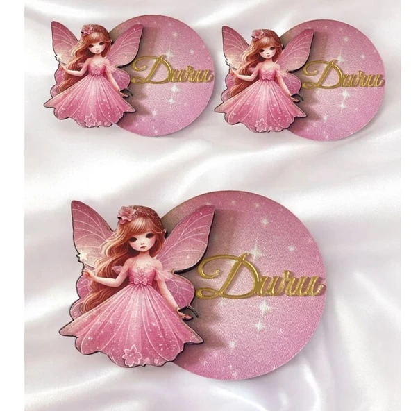 Peri kızı 6.5cm ahşap mıknatıslı isme özel Bebek Magnet Bebek Mevlüt Hediyelik(20 Adet) ürün görseli 1