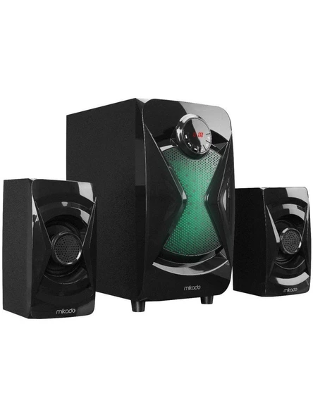 Mikado MD-370BT 38W Siyah BT/AUX/USB/FM/LED Işıklı Multimedia Speaker 2+1 Ses Sistemi ürün görseli 1