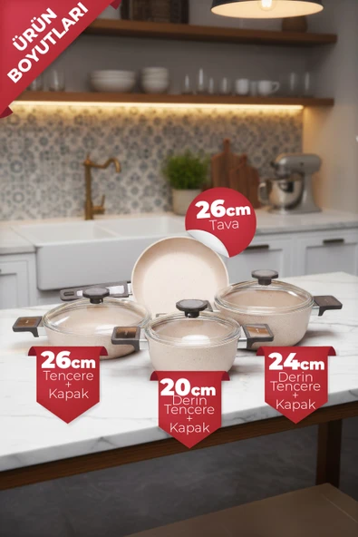 ARYILDIZ VORTEX TENCERE SET CAPPUCCİNO 7 PARÇA - Resim 2