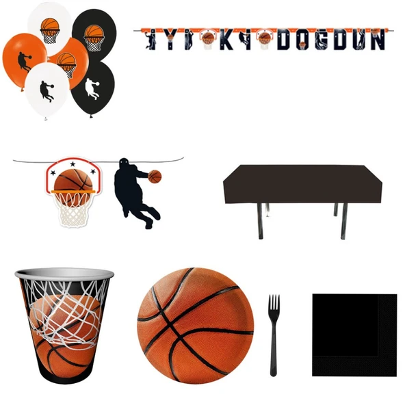 Fanatik Basketbol Doğum Günü Süsleri 8 Kişilik ürün görseli 1