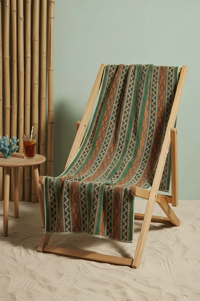 Koyu Yeşil Sahara %100 Pamuklu Plaj Havlusu 70x140 cm ürün görseli 1