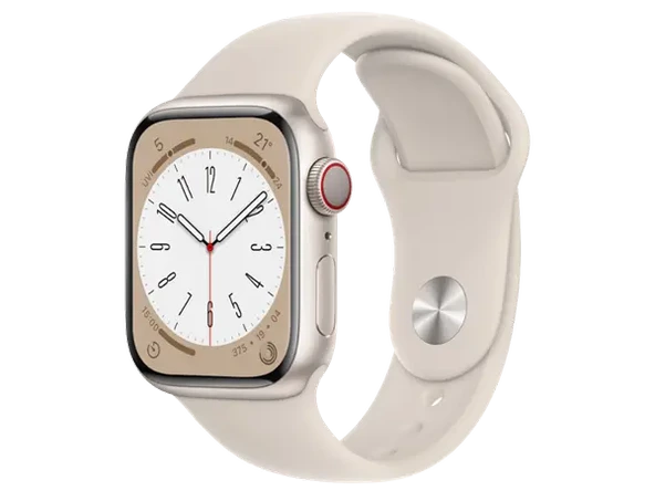 APPLE Watch Series 8 GPS + Cellular 45 mm MNK73TU/A Yıldız Işığı Alüminyum Kasa ve Yıldız Işığı Spor Kordon - Resim 1