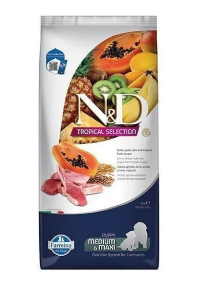N&D Tropical Selection Puppy Kuzu Etli ve Tropikal Meyveli Orta ve Büyük Irk Yavru Köpek Maması 10 Kg ürün görseli 1