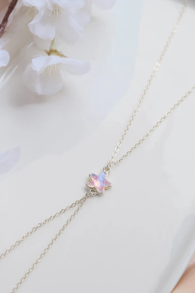 Silver Pembe Zirkon Taşlı Yıldız Şahmeran ürün görseli 1
