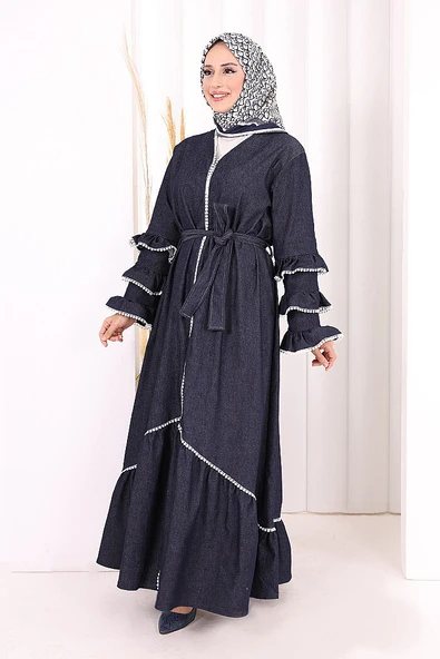 Fırfır Detaylı Abaya 6078 Lacivert ürün görseli 1