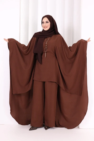 Kolyeli Tunik Pantolon Takım 8026 Kahverengi ürün görseli 1