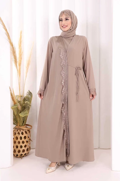 Danteli Şallı Abaya Şal Hediyelidir! 7069 Vizon ürün görseli 1