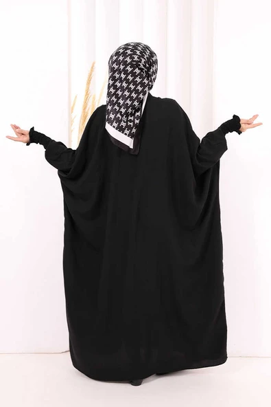 Yarasakollu Elbise 6077 Siyah - Resim 5