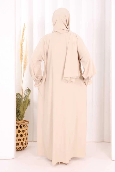 Kendinden Şallı Namaz  Elbisesi 8007 Taş - Resim 3