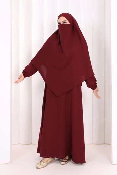 Dubai Sufleli Elbise Takım 6044 Mürdüm ürün görseli 1