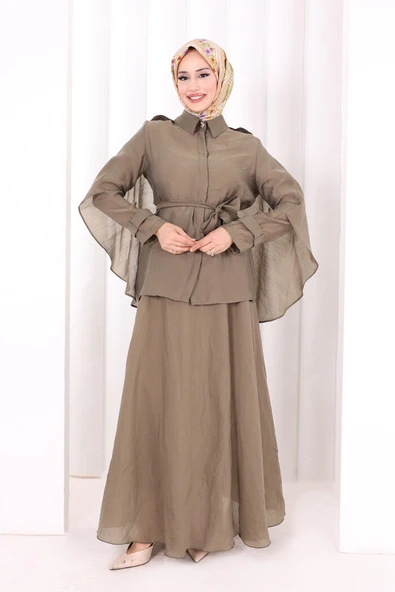 Kloş Etek Tunik Takım 8028 Haki ürün görseli 1