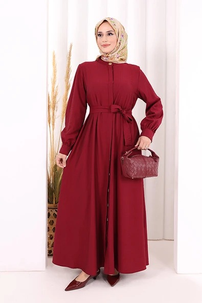 Hac Umre Elbise Boydan Düğmeli 7053 Bordo ürün görseli 1