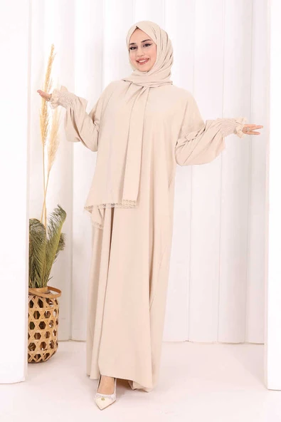Kendinden Şallı Namaz  Elbisesi 8007 Taş ürün görseli 1