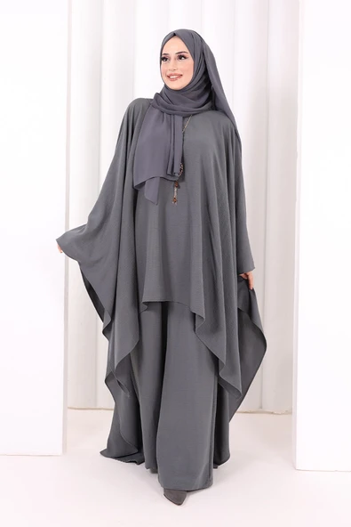 Kolyeli Tunik Pantolon Takım 8026 Antrasit - Resim 2