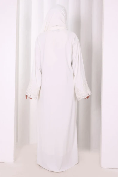 Dantelli Namaz Feracesi 6093 Ekru - Resim 3