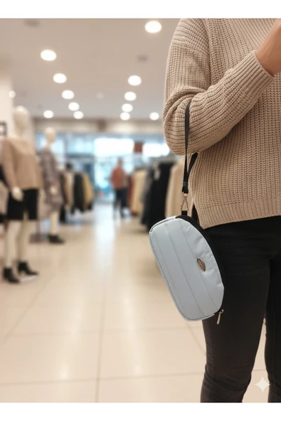 Portföy Stil Çift Gözlü Makyaj ve El Çantası-Dokulu Model - Açık Mavi ürün görseli 1
