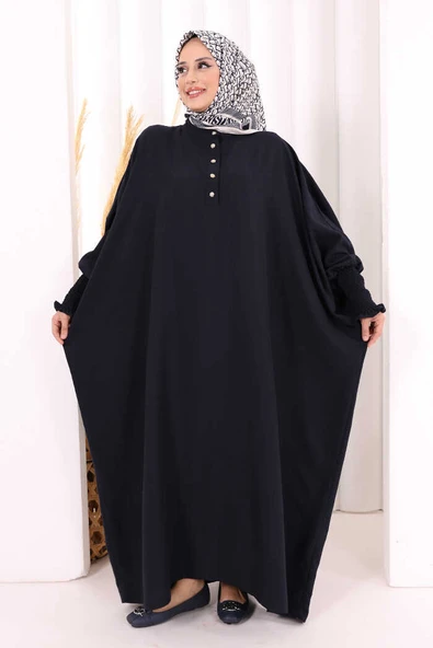 Yarasakollu Elbise 6077 Lacivert - Resim 2