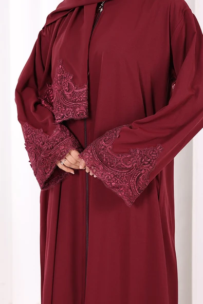 Dantelli Namaz Feracesi 6093 Mürdüm - Resim 6