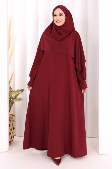 Eşarplı Elbise 6059 Mürdüm ürün görseli 1