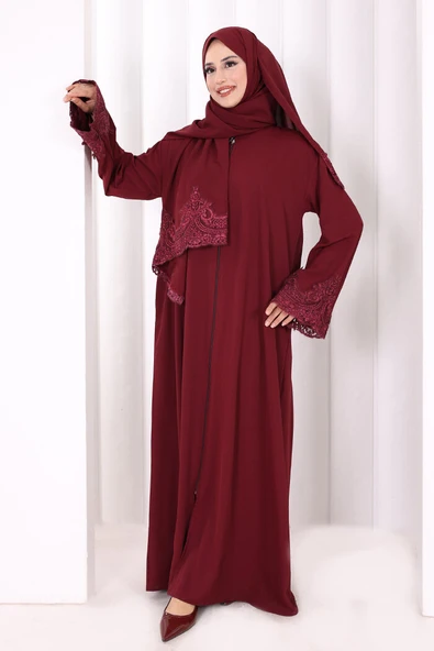 Dantelli Namaz Feracesi 6093 Mürdüm ürün görseli 1