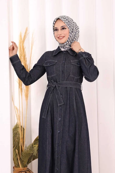 Kot Elbise 7061 Lacivert - Resim 6