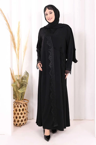 Danteli Şallı Abaya Şal Hediyelidir! 7069 Siyah ürün görseli 1