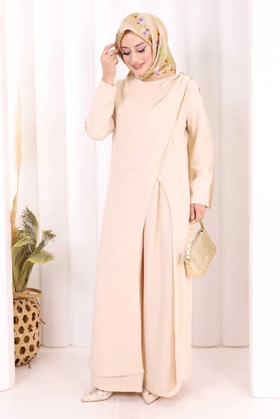 Tek Omuz Gold Toka Detaylı Tunik Pantolon Takım 8698 Taş ürün görseli 1
