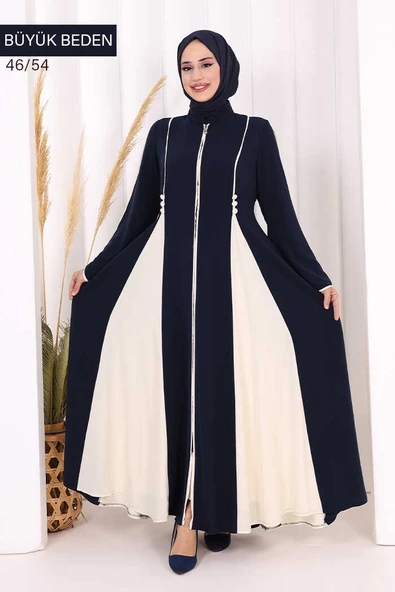 Biyeli Fermuarlı Ferace 7050-1 Lacivert ürün görseli 1