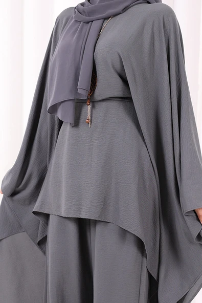 Kolyeli Tunik Pantolon Takım 8026 Antrasit - Resim 7
