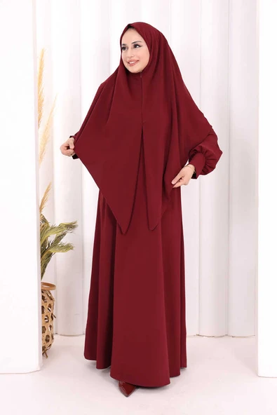 Eşarplı Elbise 6059 Mürdüm - Resim 6