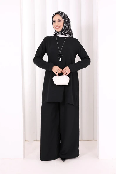 Kolyeli Tunik Pantolon Takım 8027 Siyah ürün görseli 1
